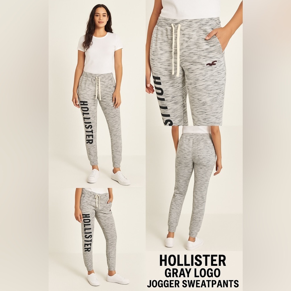 Hollister Heathered Gray Joggers with Logo size S